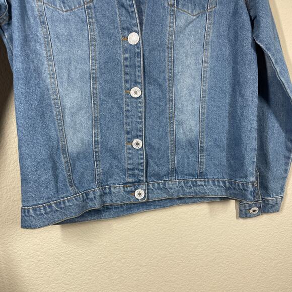 C+D+M Collection Womens Medium Esley Light Wash Denim Jacket Blue Button Up - Picture 3 of 8